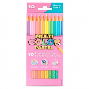 LÁPIS DE COR MULTICOLOR TONS PASTEL 10 CORES