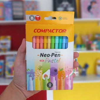 CANETINHA HIDROGRÁFICA TOM PASTEL 12 CORES COMPACTOR