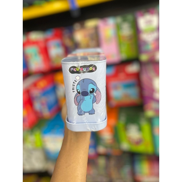 CONJUNTO PORTA CANETAS COM BANDEJA STITCH
