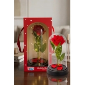 ROSA VERMELHA ARTIFICIAL EM CÚPULA COM LED