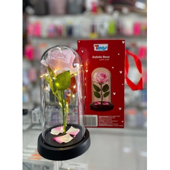 ROSA ARTIFICIAL EM CÚPULA ACRÍLICA COM LED