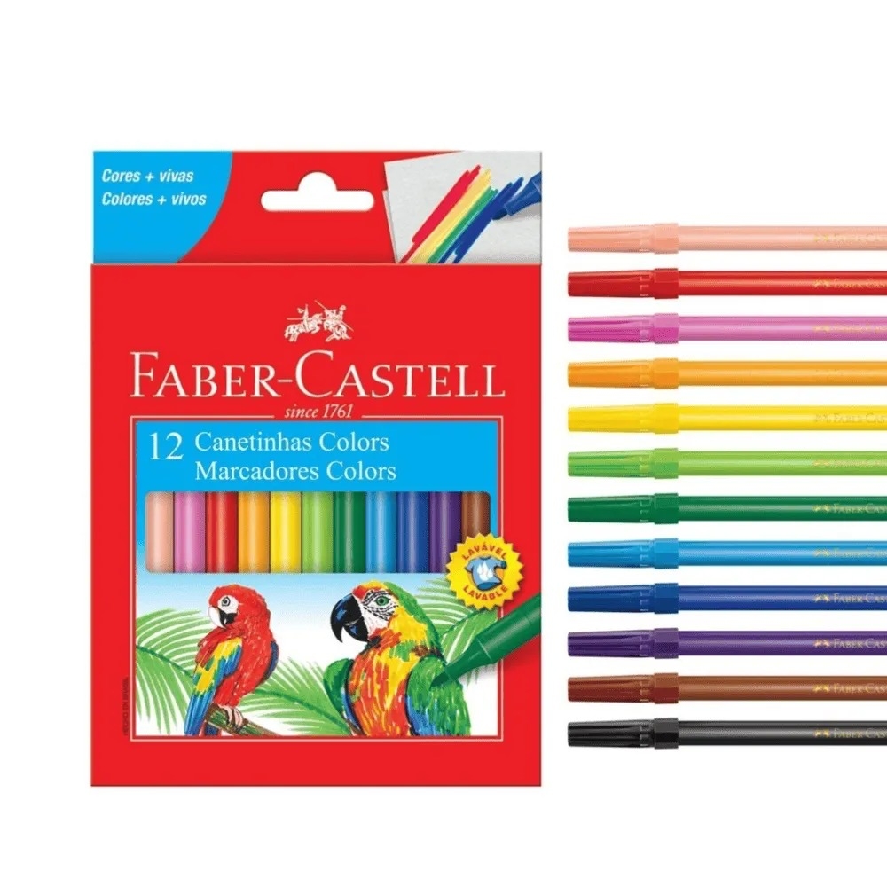 CANETINHAS COLORS FABER CASTELL 12 CORES