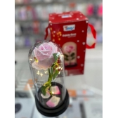 ROSA ARTIFICIAL EM CÚPULA ACRÍLICA COM LED
