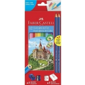 LÁPIS FABER - CASTELL 12 CORES + APONTADOR + BORRACHA + 2 LÁPIS