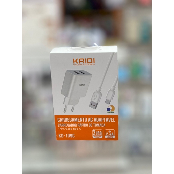 CARREGADOR TIPO-C 2.4A KAIDI KD-109C