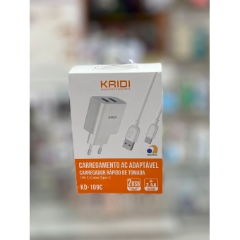 CARREGADOR TIPO-C 2.4A KAIDI KD-109C
